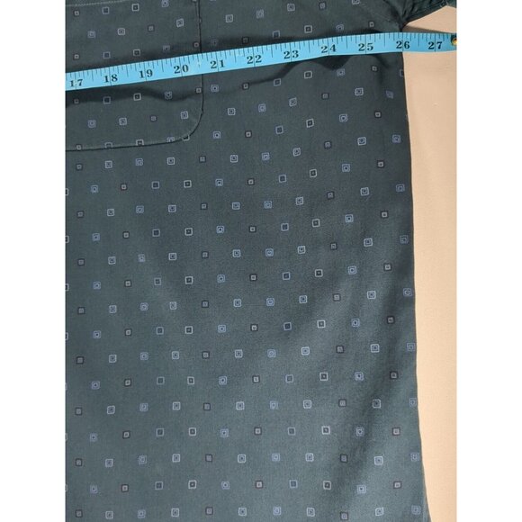 FUBU The Collection Mens 17.5 38/39 Blue Button Down Square Print Dress Shirt - Picture 3 of 11
